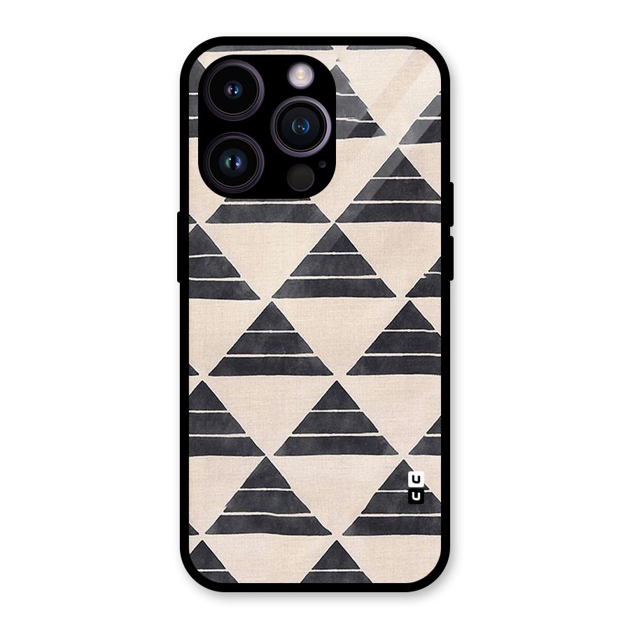 Black Slant Triangles Glass Back Case for iPhone 14 Pro