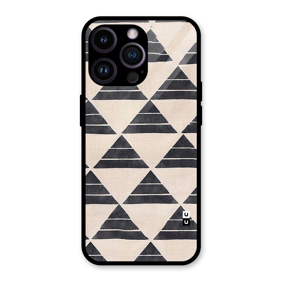 Black Slant Triangles Glass Back Case for iPhone 14 Pro Max