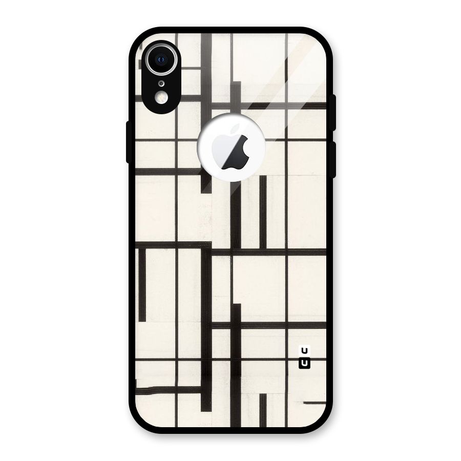 Black Unsymmetry Glass Back Case for iPhone XR Logo Cut