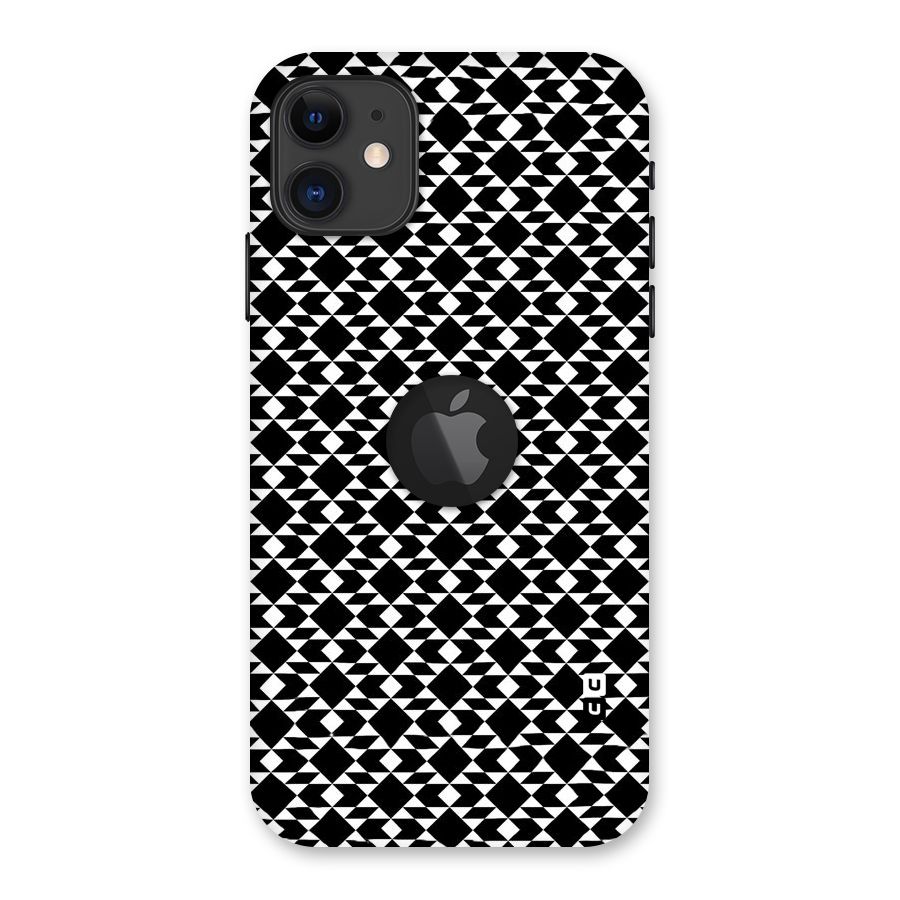 Black White Diamond Abstract Back Case for iPhone 11 Logo Cut