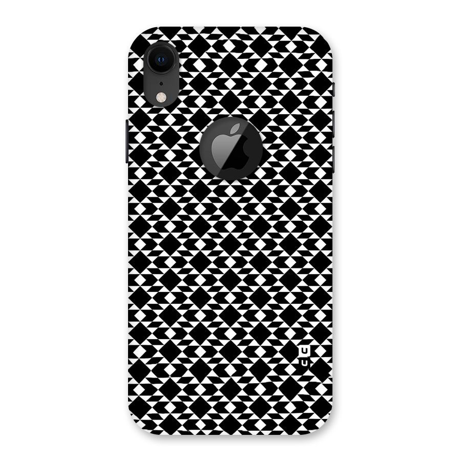 Black White Diamond Abstract Back Case for iPhone XR Logo Cut