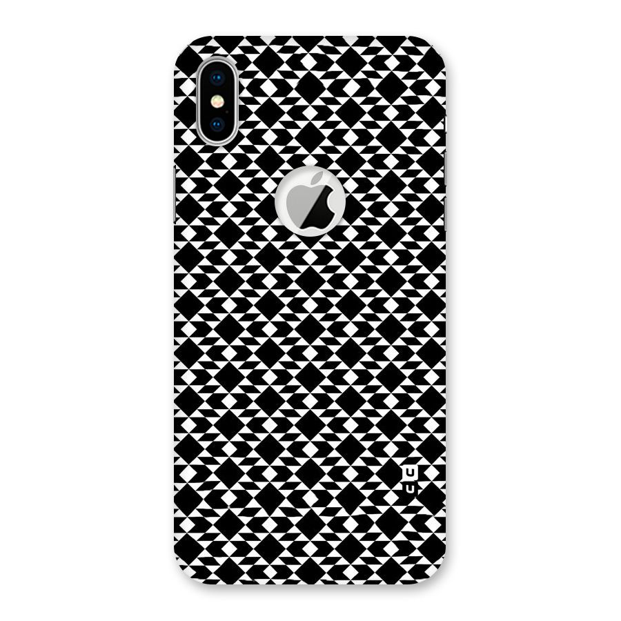 Black White Diamond Abstract Back Case for iPhone XS Logo Cut