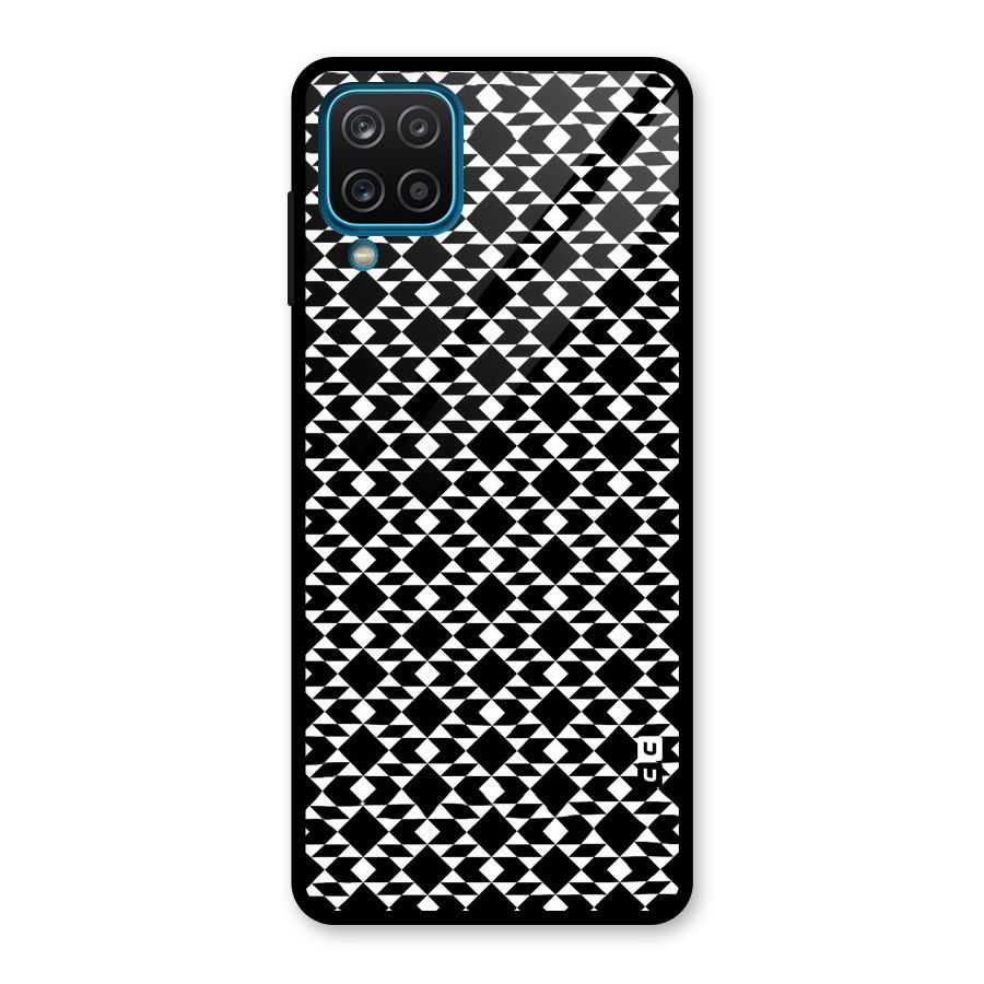 Black White Diamond Abstract Glass Back Case for Galaxy A12