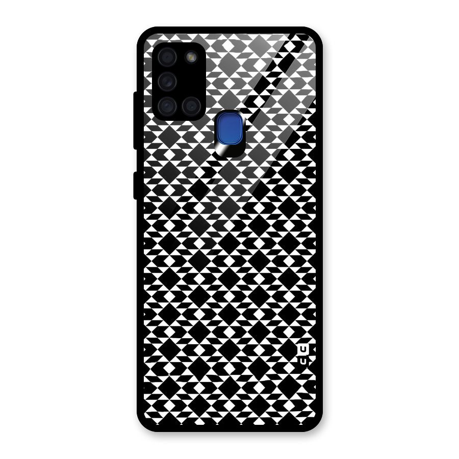 Black White Diamond Abstract Glass Back Case for Galaxy A21s