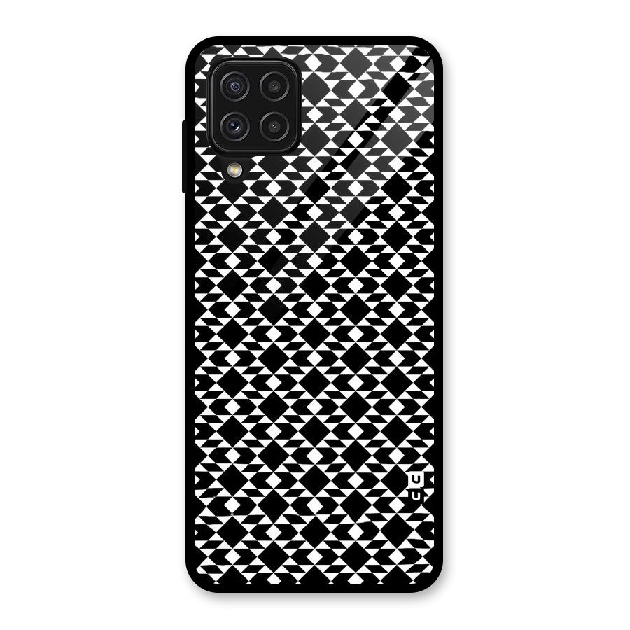 Black White Diamond Abstract Glass Back Case for Galaxy A22 4G