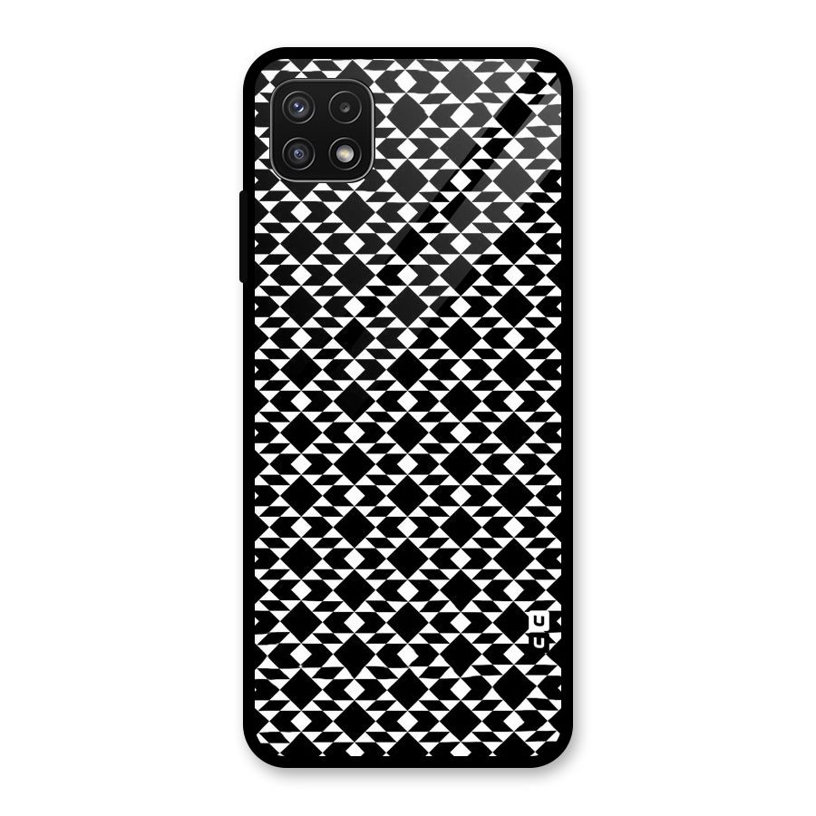 Black White Diamond Abstract Glass Back Case for Galaxy A22 5G