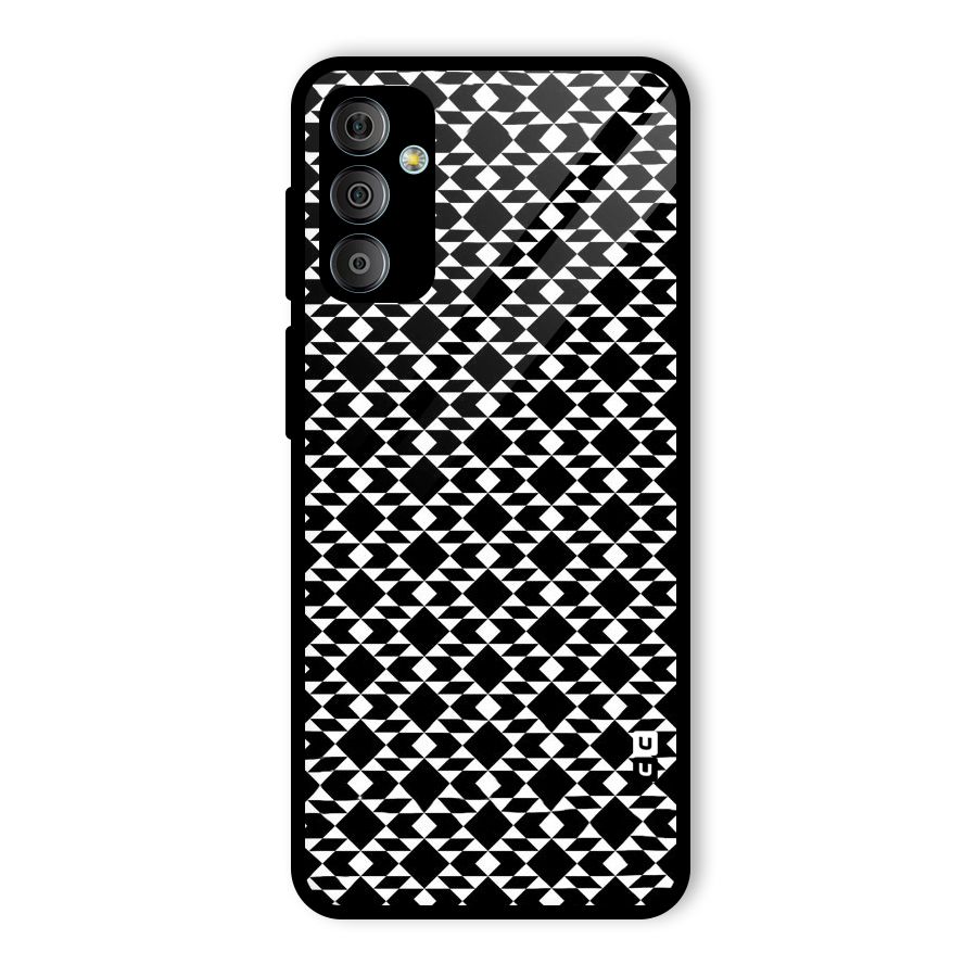 Black White Diamond Abstract Glass Back Case for Galaxy F23