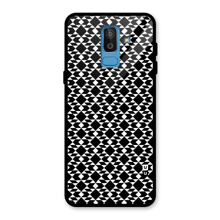Black White Diamond Abstract Glass Back Case for Galaxy J8
