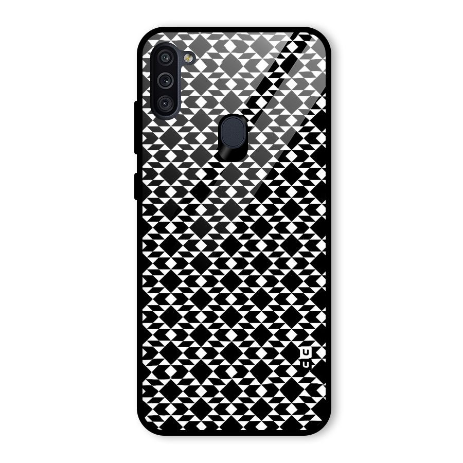 Black White Diamond Abstract Glass Back Case for Galaxy M11