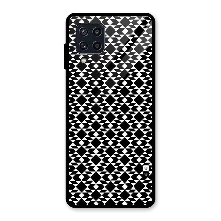 Black White Diamond Abstract Glass Back Case for Galaxy M32
