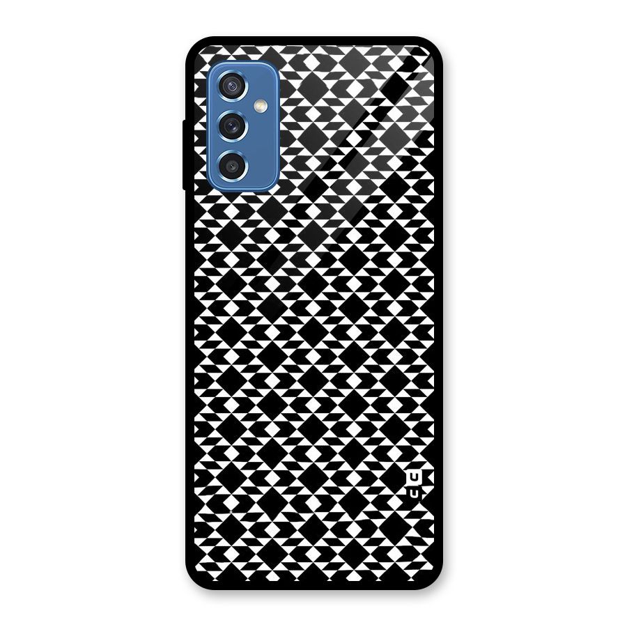Black White Diamond Abstract Glass Back Case for Galaxy M52 5G