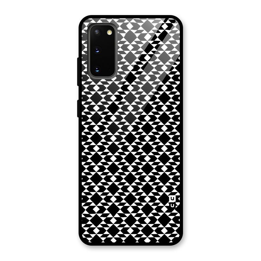 Black White Diamond Abstract Glass Back Case for Galaxy S20