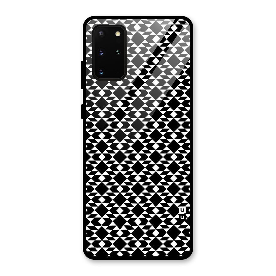 Black White Diamond Abstract Glass Back Case for Galaxy S20 Plus