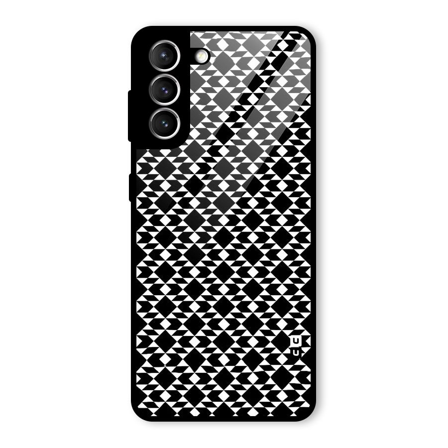 Black White Diamond Abstract Glass Back Case for Galaxy S21 5G
