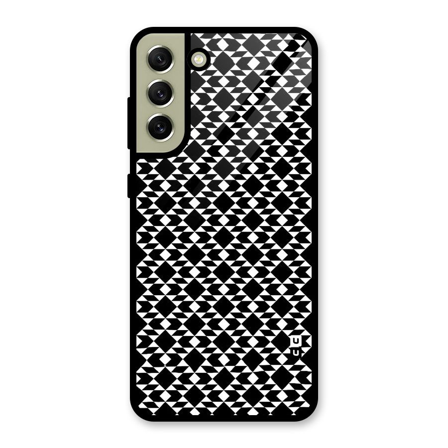 Black White Diamond Abstract Glass Back Case for Galaxy S21 FE 5G