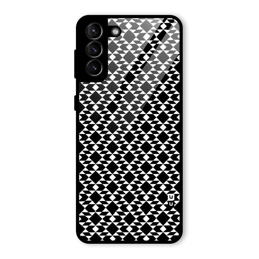 Black White Diamond Abstract Glass Back Case for Galaxy S21 Plus