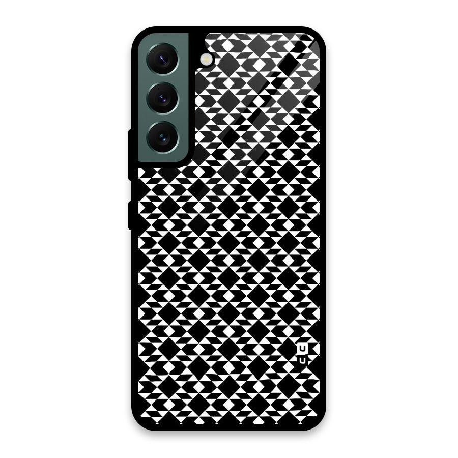 Black White Diamond Abstract Glass Back Case for Galaxy S22 5G