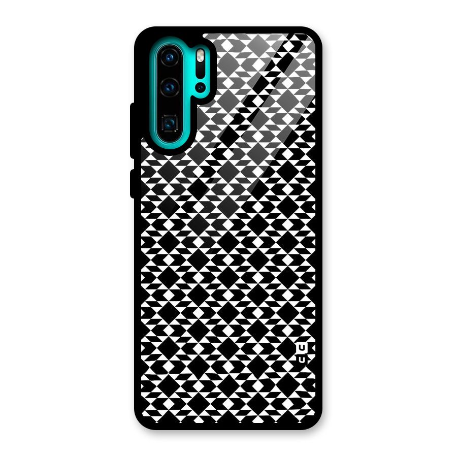 Black White Diamond Abstract Glass Back Case for Huawei P30 Pro