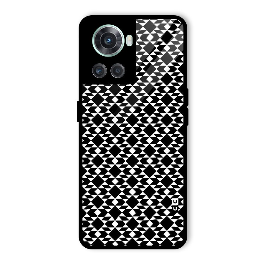Black White Diamond Abstract Glass Back Case for OnePlus 10R