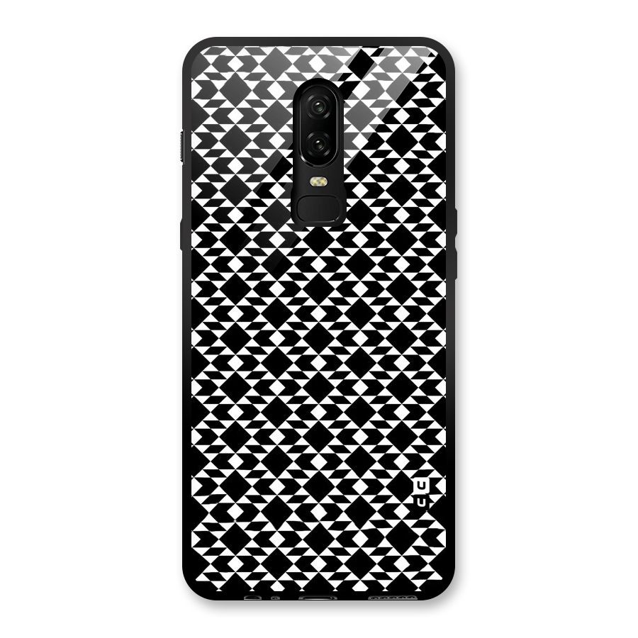 Black White Diamond Abstract Glass Back Case for OnePlus 6