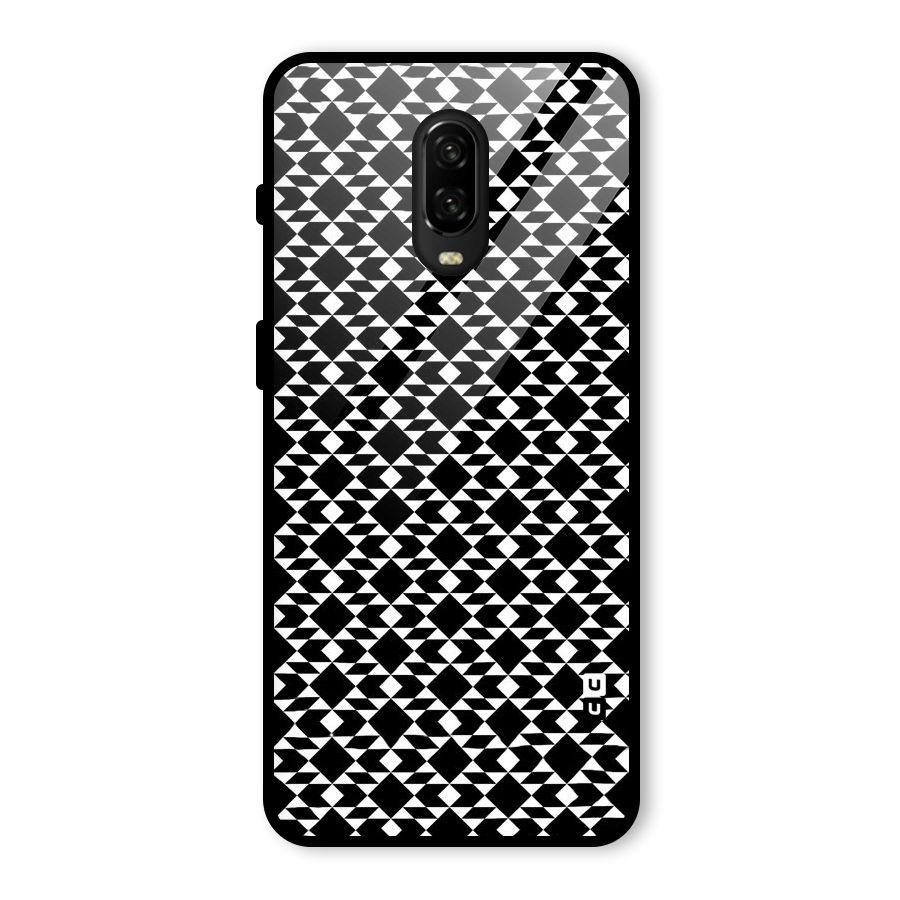 Black White Diamond Abstract Glass Back Case for OnePlus 6T