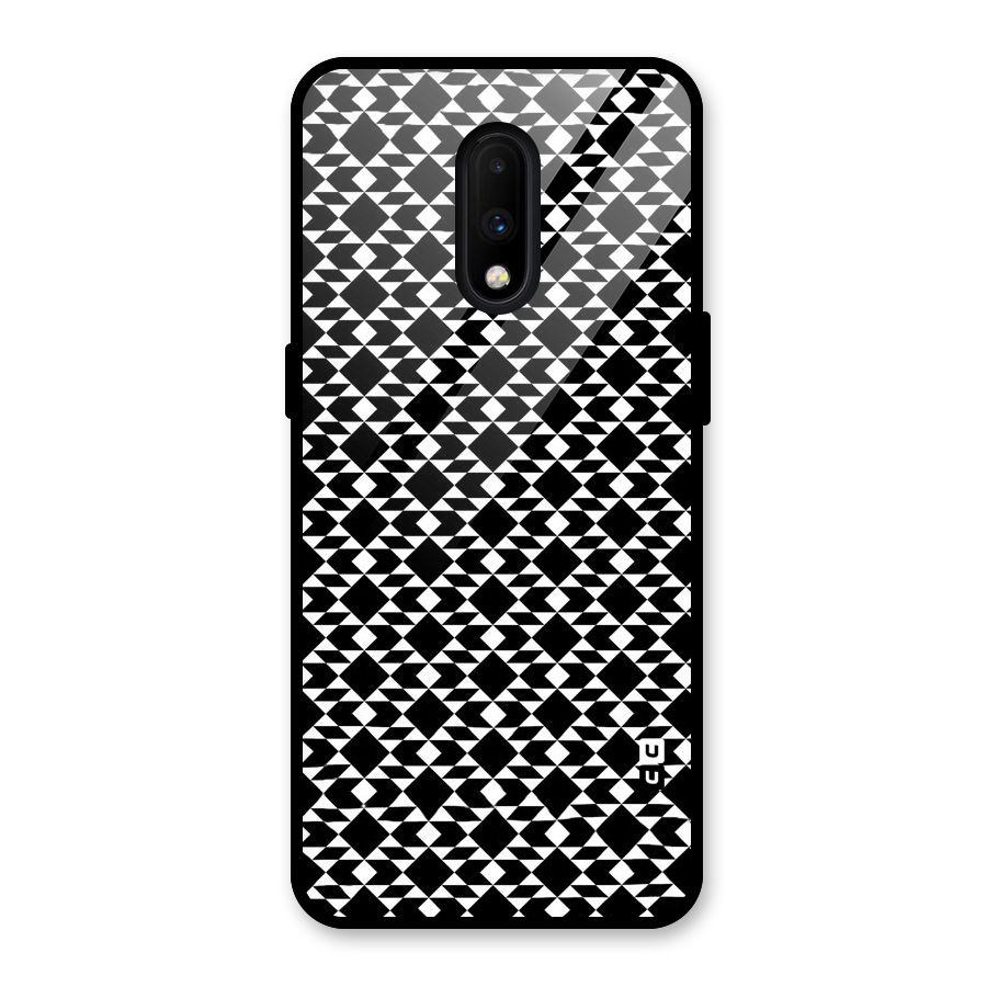 Black White Diamond Abstract Glass Back Case for OnePlus 7