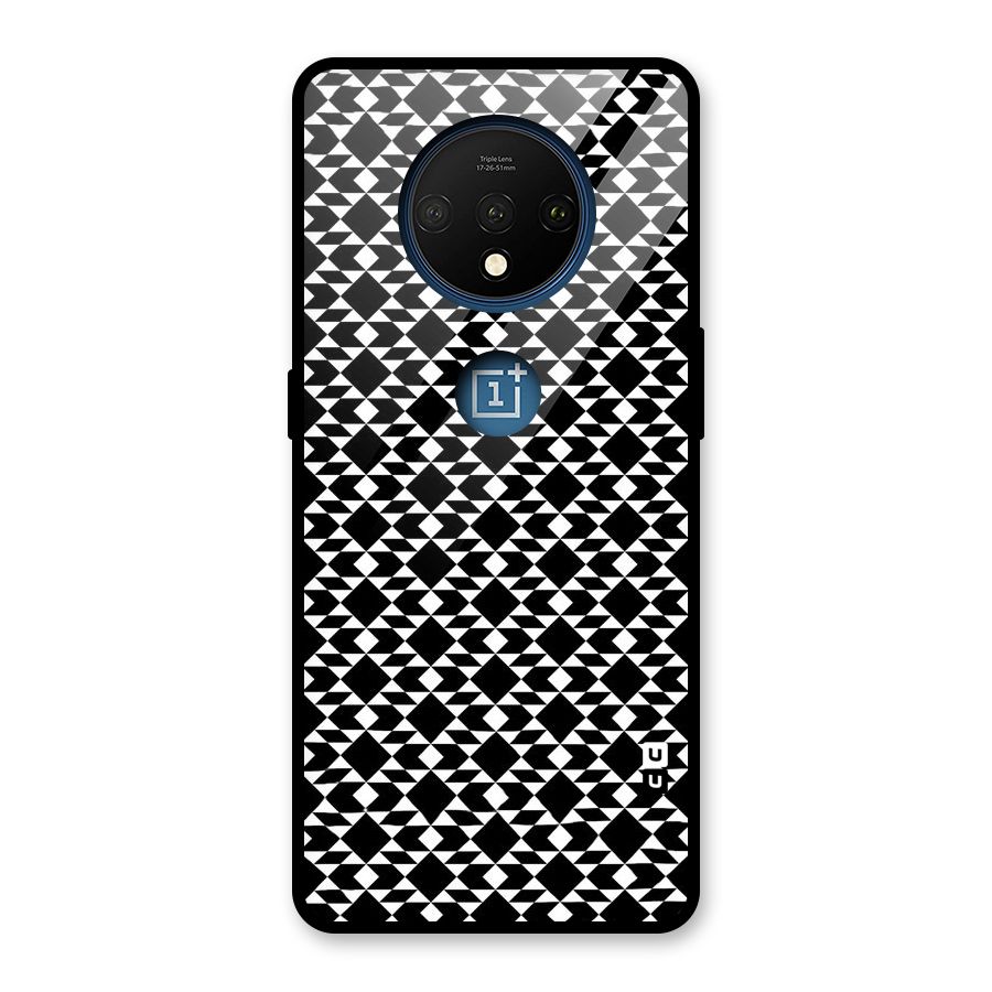 Black White Diamond Abstract Glass Back Case for OnePlus 7T