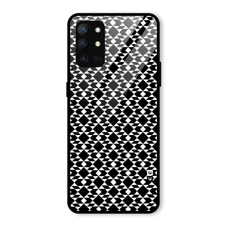 Black White Diamond Abstract Glass Back Case for OnePlus 9R