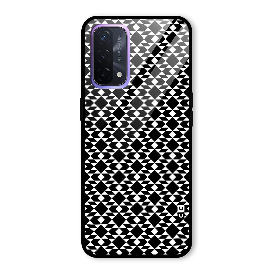 Black White Diamond Abstract Glass Back Case for Oppo A74 5G