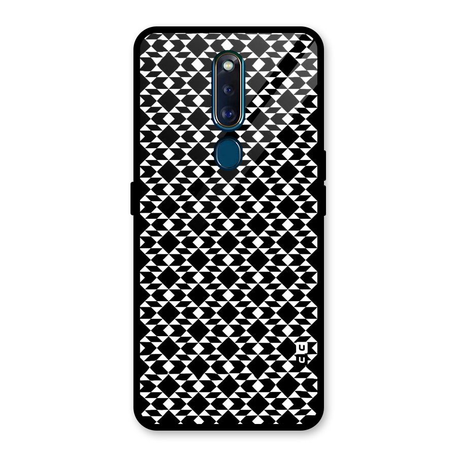 Black White Diamond Abstract Glass Back Case for Oppo F11 Pro