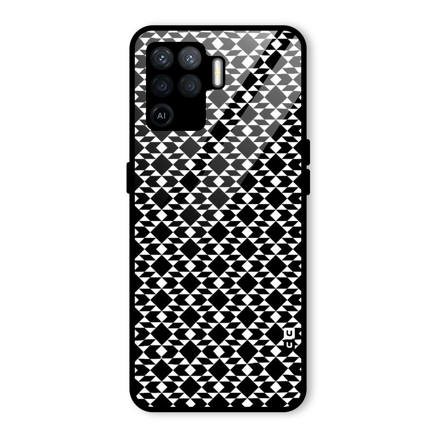 Black White Diamond Abstract Glass Back Case for Oppo F19 Pro