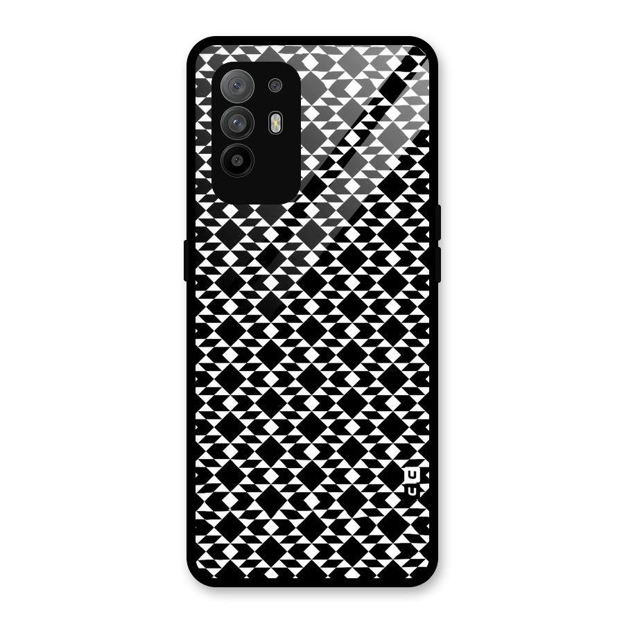 Black White Diamond Abstract Glass Back Case for Oppo F19 Pro Plus 5G