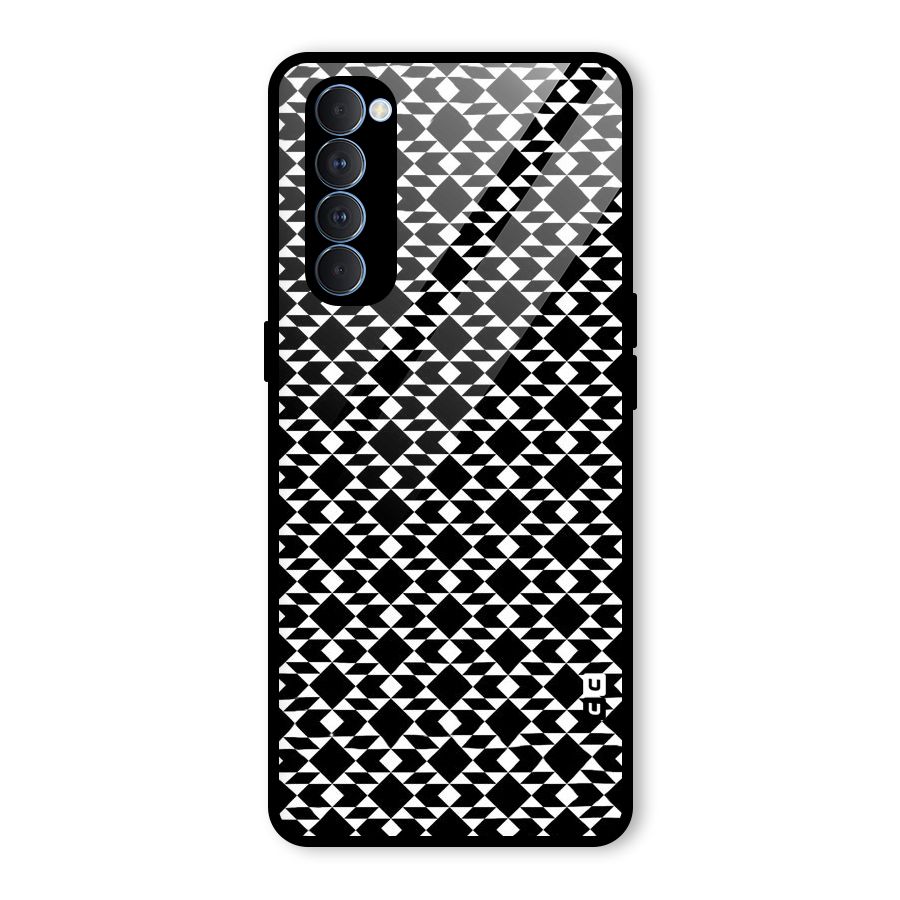 Black White Diamond Abstract Glass Back Case for Oppo Reno4 Pro