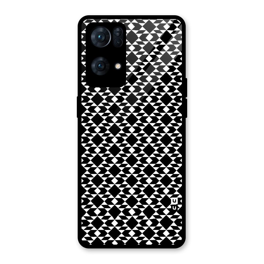 Black White Diamond Abstract Glass Back Case for Oppo Reno7 Pro 5G