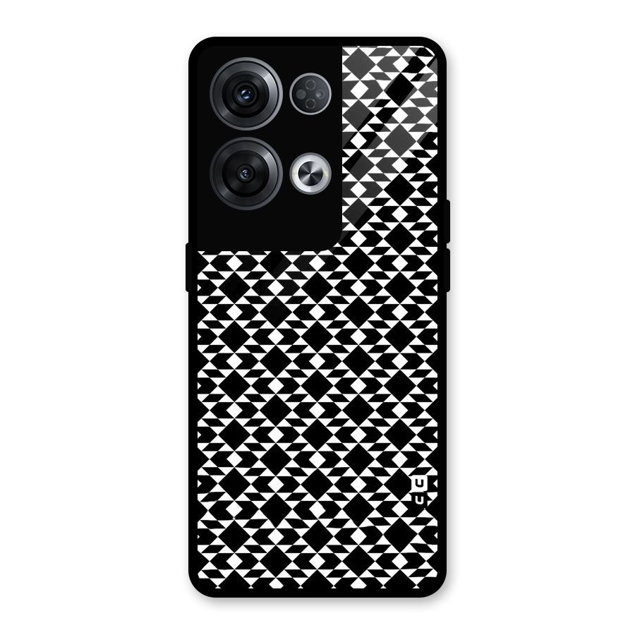 Black White Diamond Abstract Glass Back Case for Oppo Reno8 Pro 5G