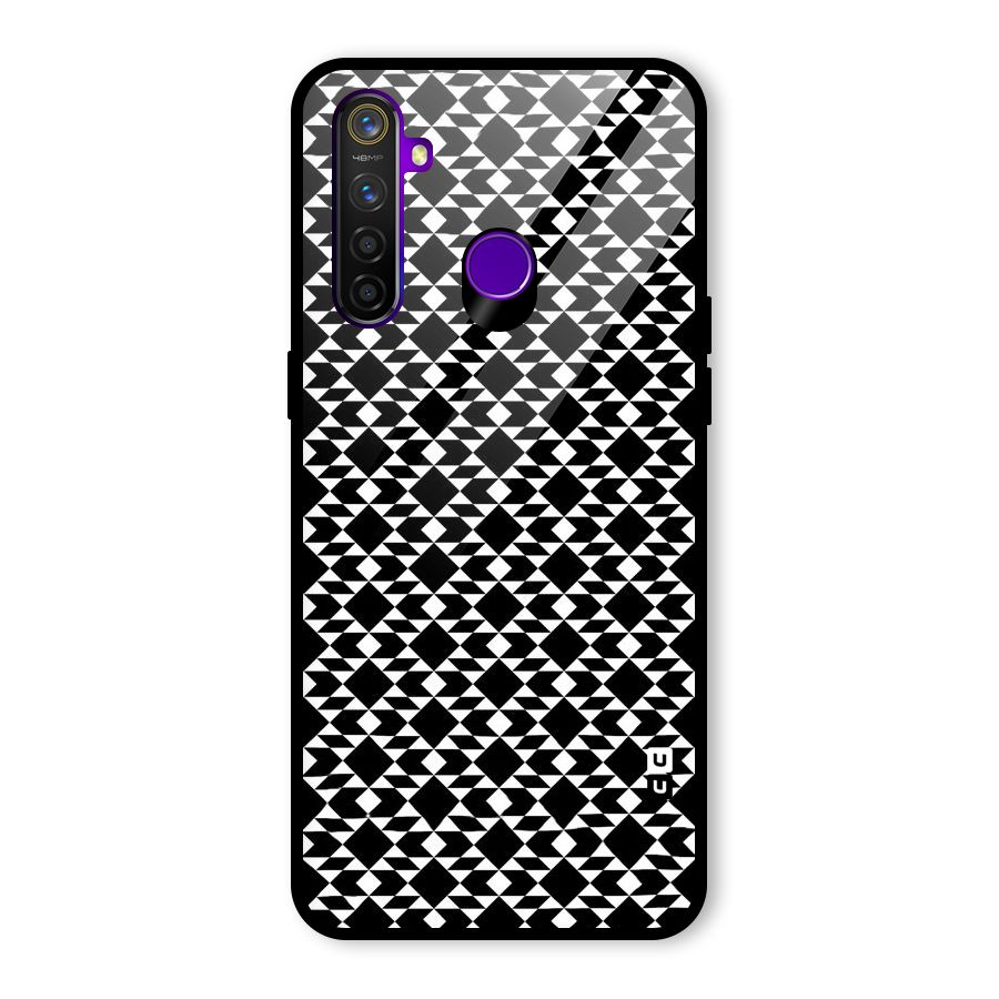 Black White Diamond Abstract Glass Back Case for Realme 5 Pro
