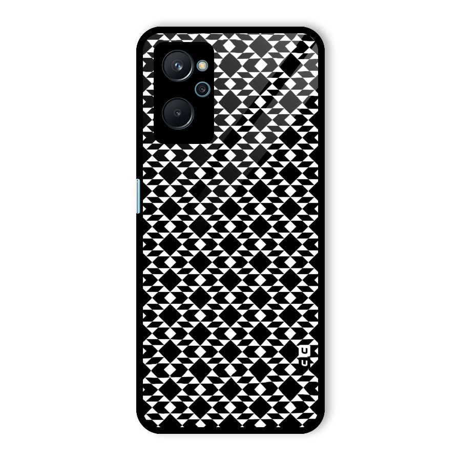 Black White Diamond Abstract Glass Back Case for Realme 9i