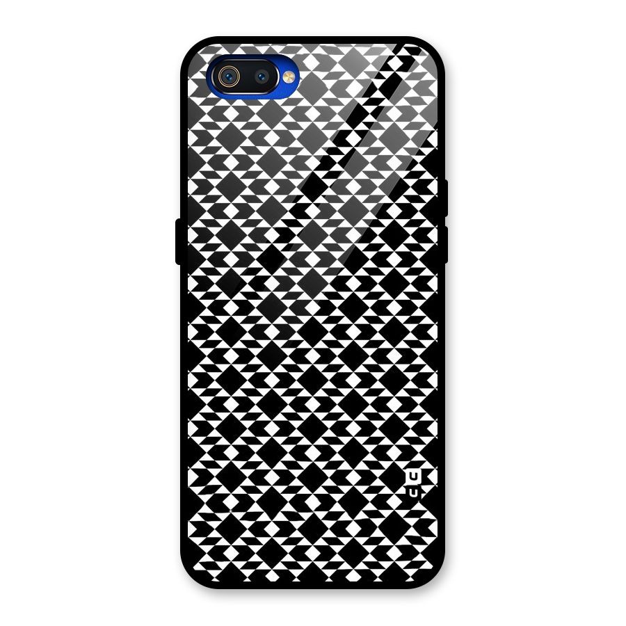 Black White Diamond Abstract Glass Back Case for Realme C2