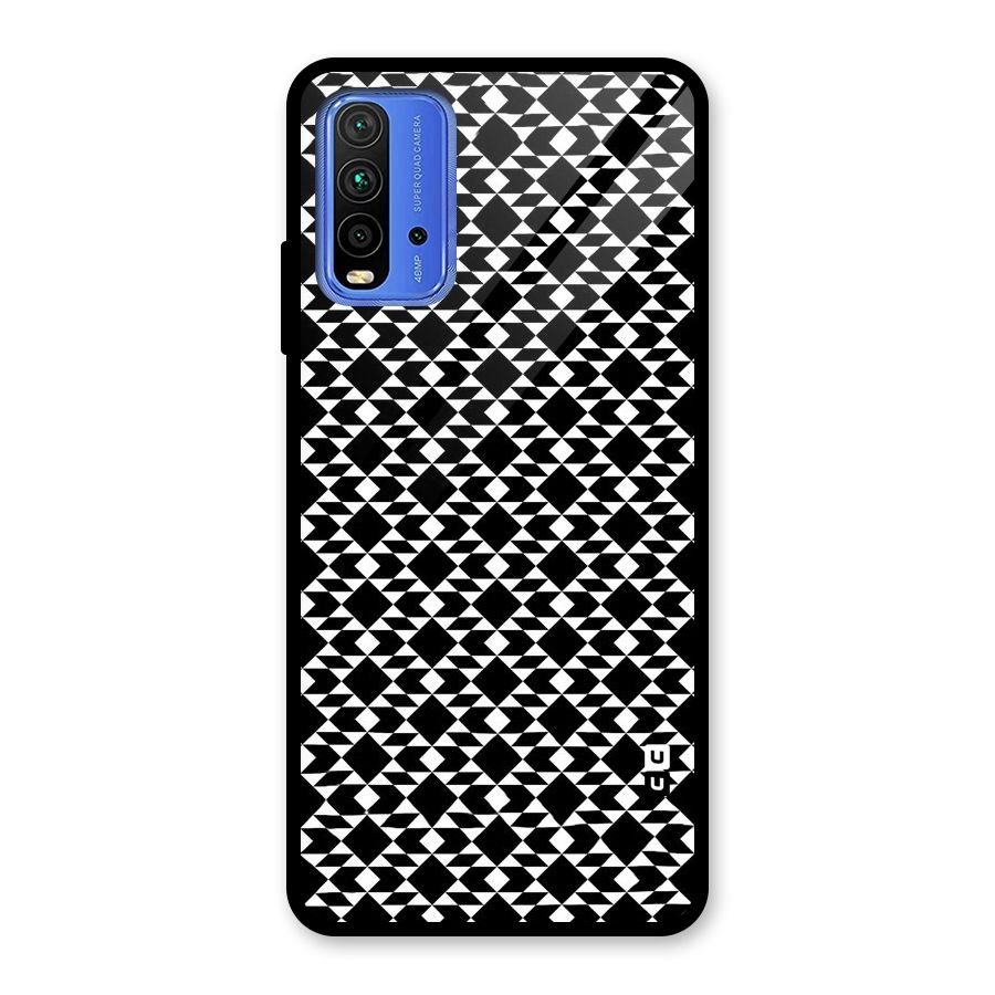 Black White Diamond Abstract Glass Back Case for Redmi 9 Power