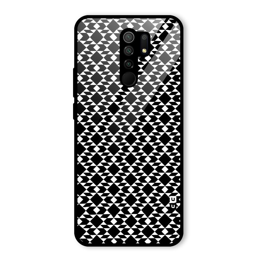 Black White Diamond Abstract Glass Back Case for Redmi 9 Prime