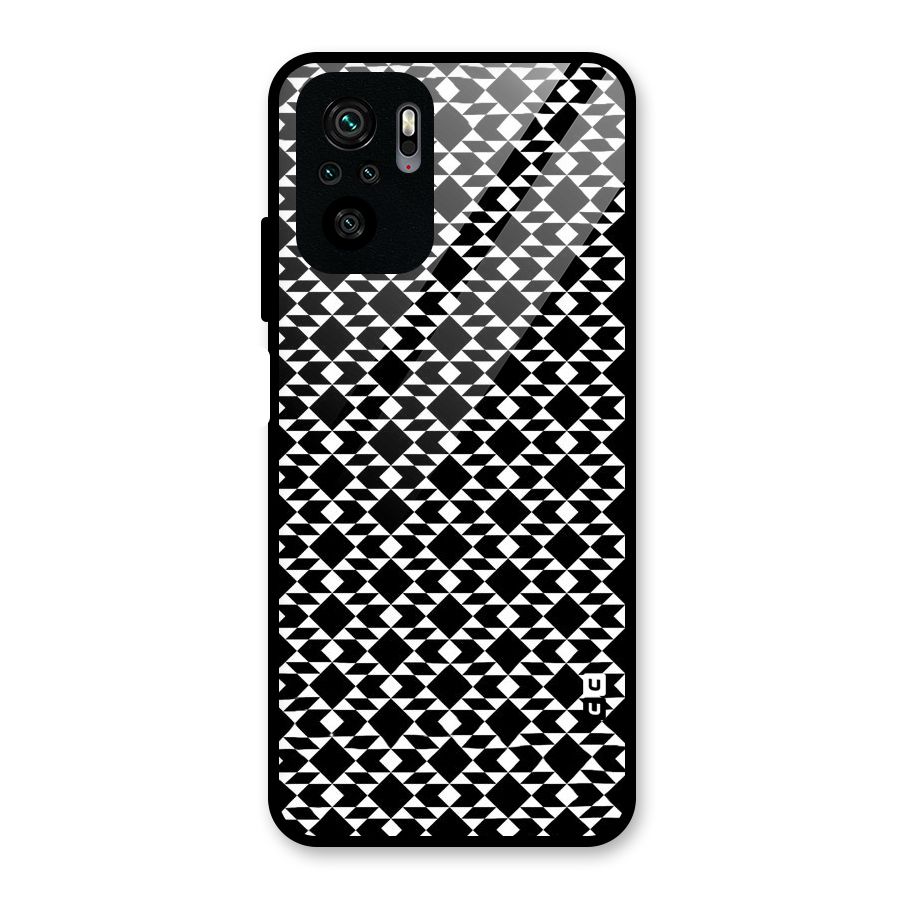 Black White Diamond Abstract Glass Back Case for Redmi Note 10S