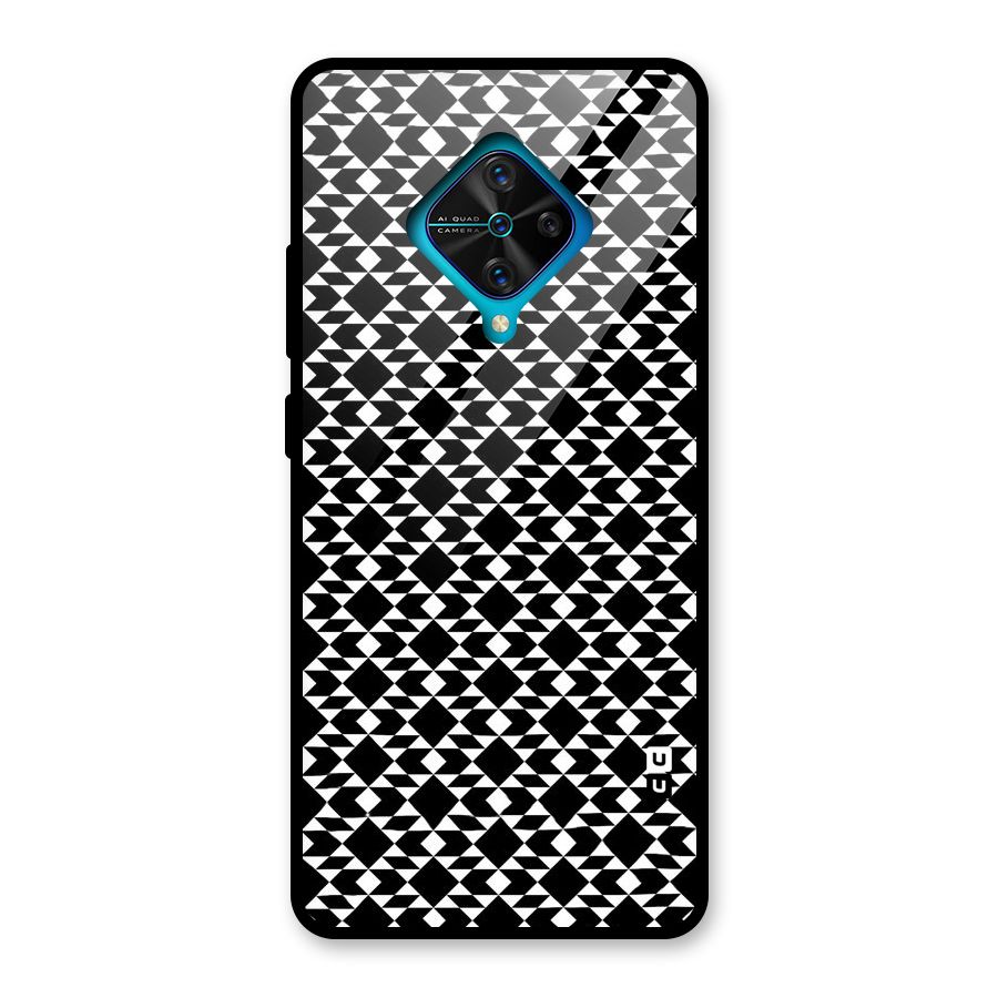 Black White Diamond Abstract Glass Back Case for Vivo S1 Pro