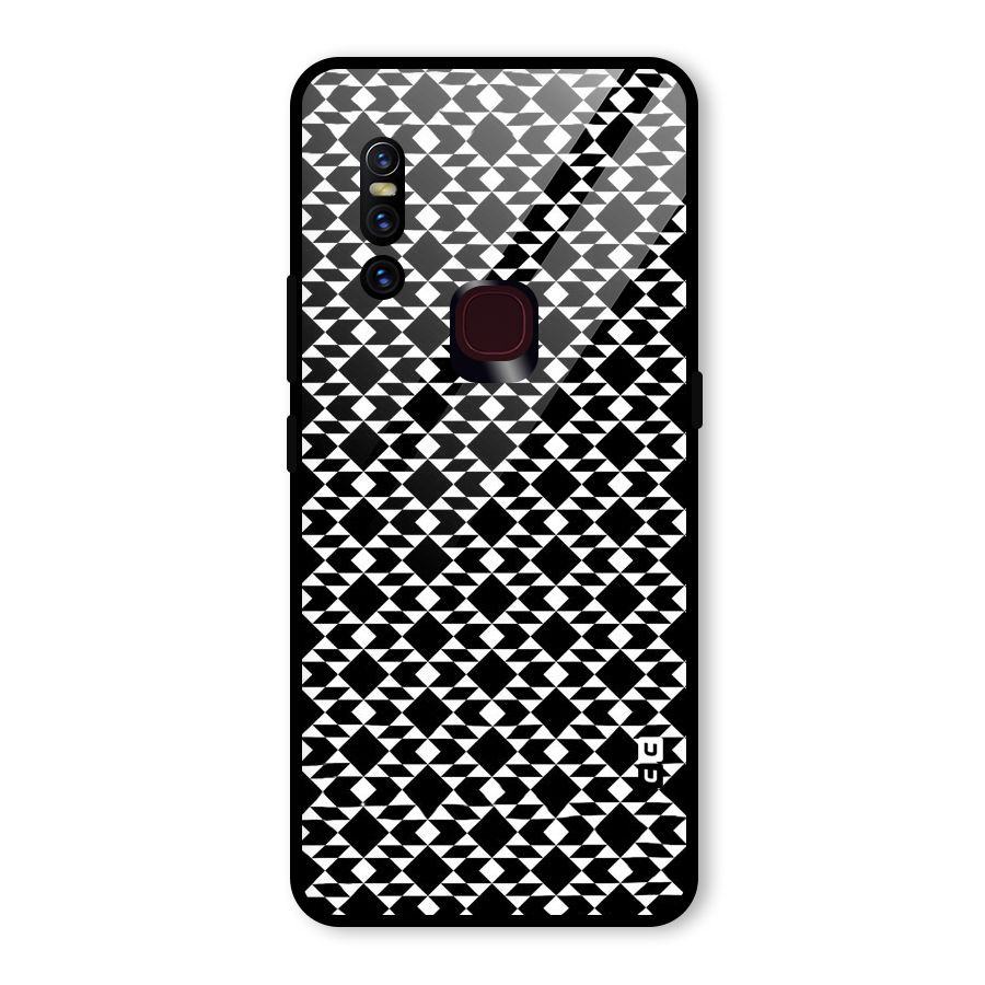 Black White Diamond Abstract Glass Back Case for Vivo V15
