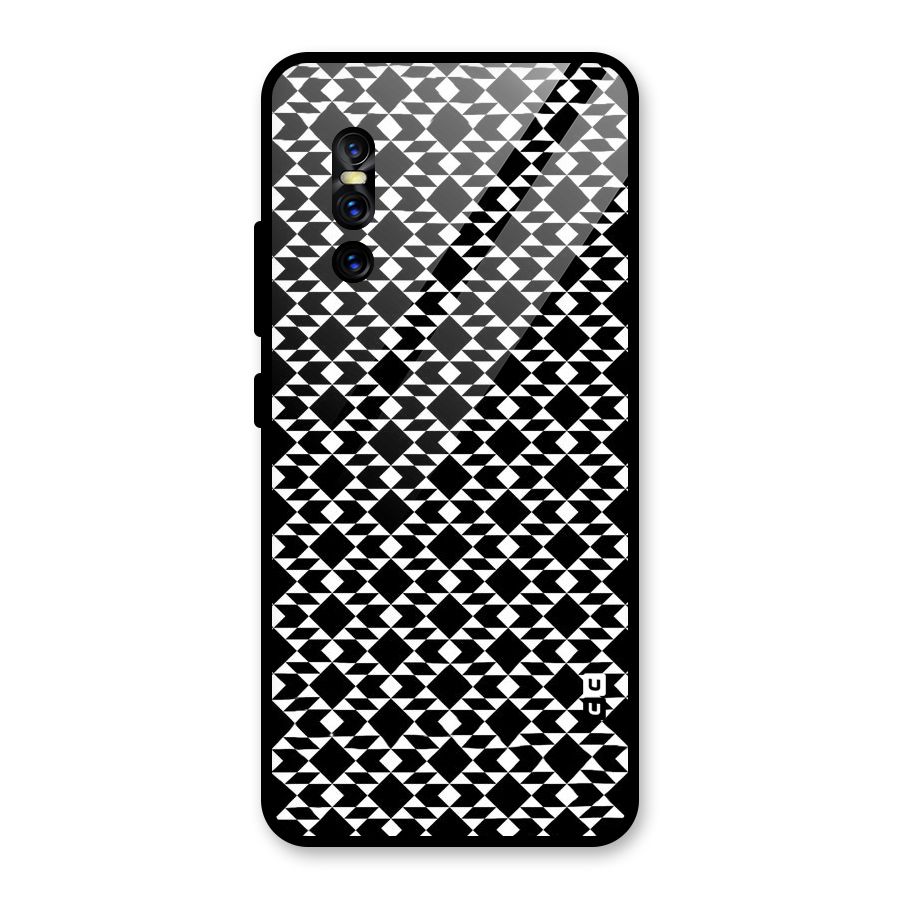 Black White Diamond Abstract Glass Back Case for Vivo V15 Pro