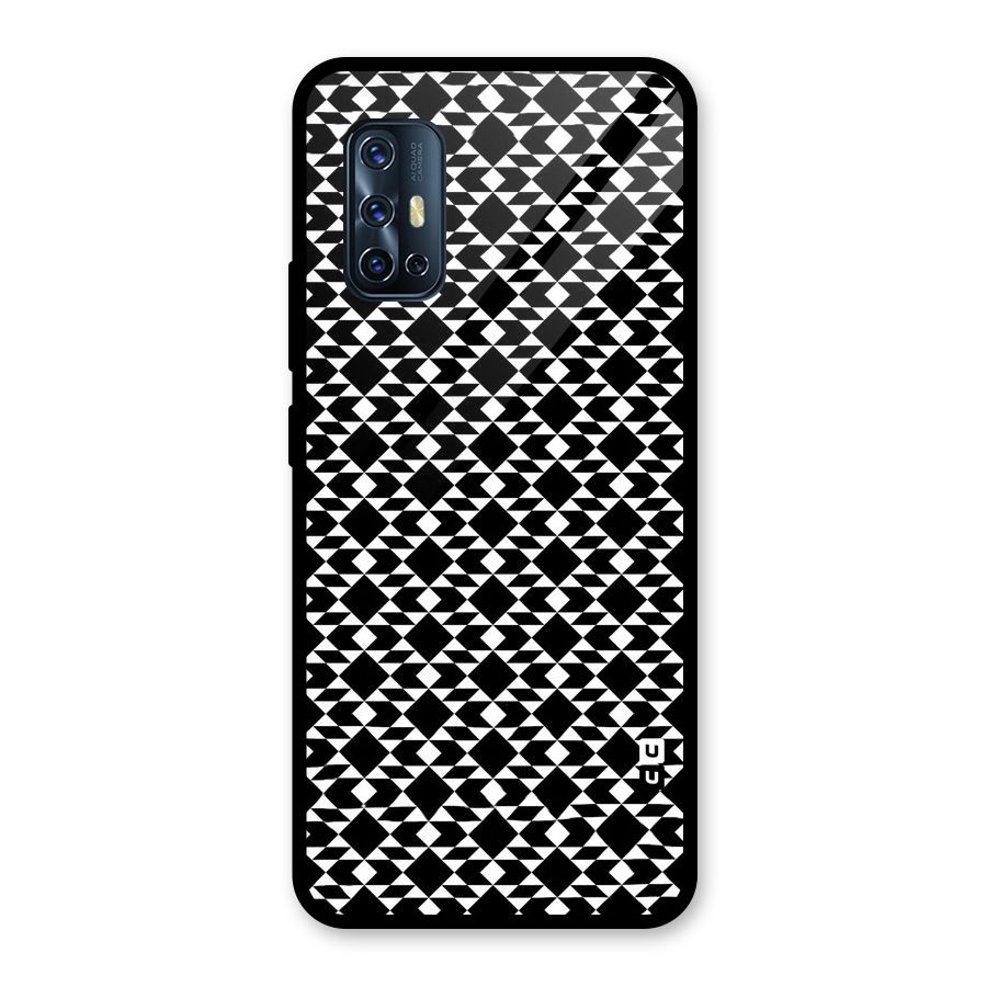 Black White Diamond Abstract Glass Back Case for Vivo V17