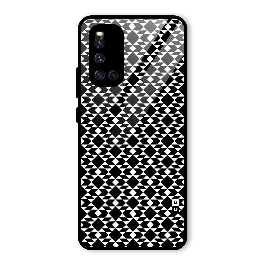 Black White Diamond Abstract Glass Back Case for Vivo V19