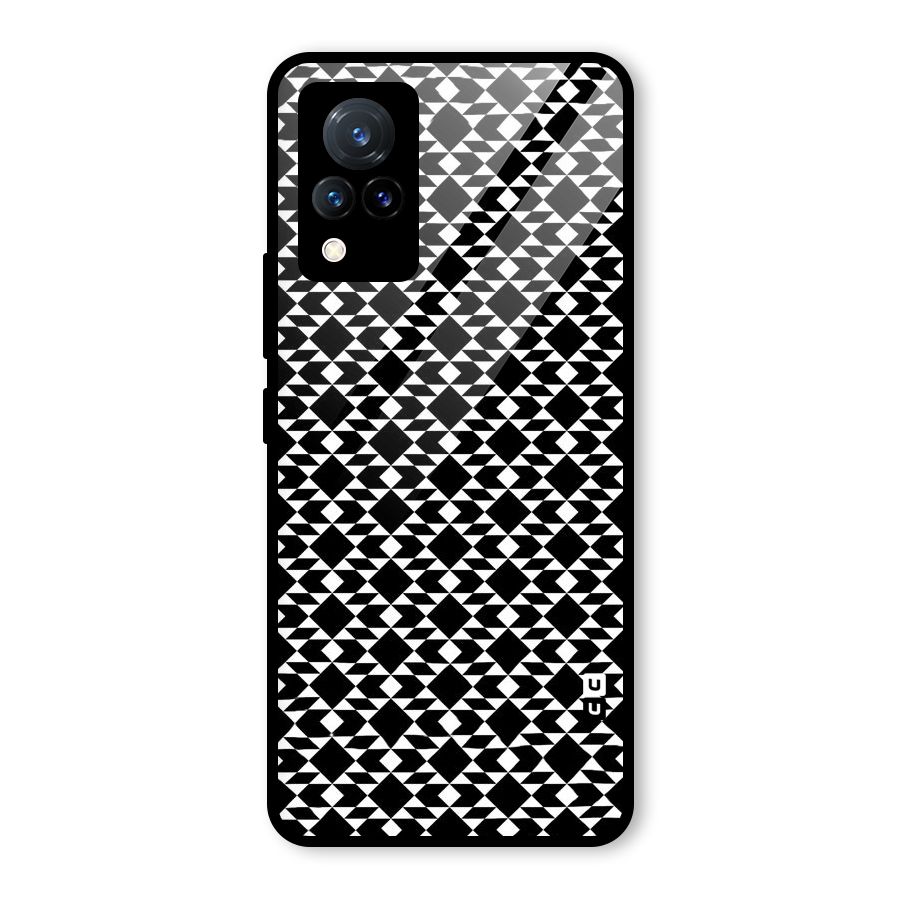 Black White Diamond Abstract Glass Back Case for Vivo V21 5G