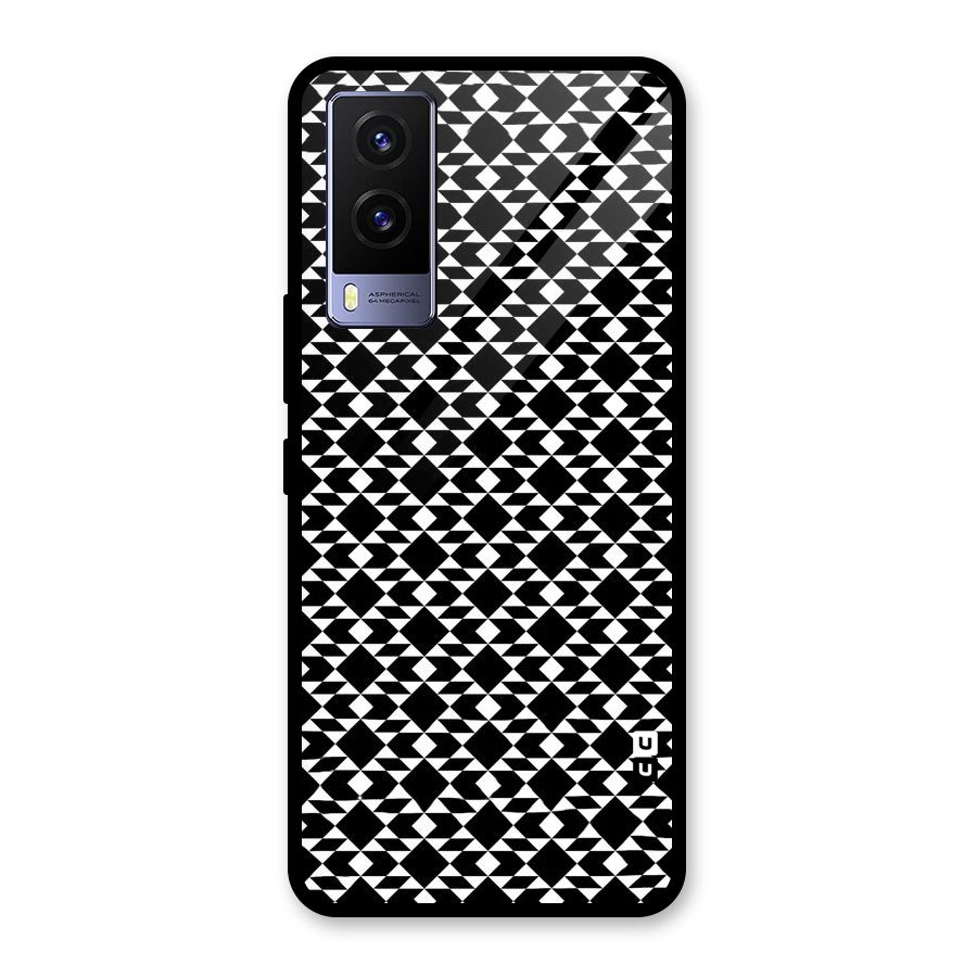 Black White Diamond Abstract Glass Back Case for Vivo V21e 5G
