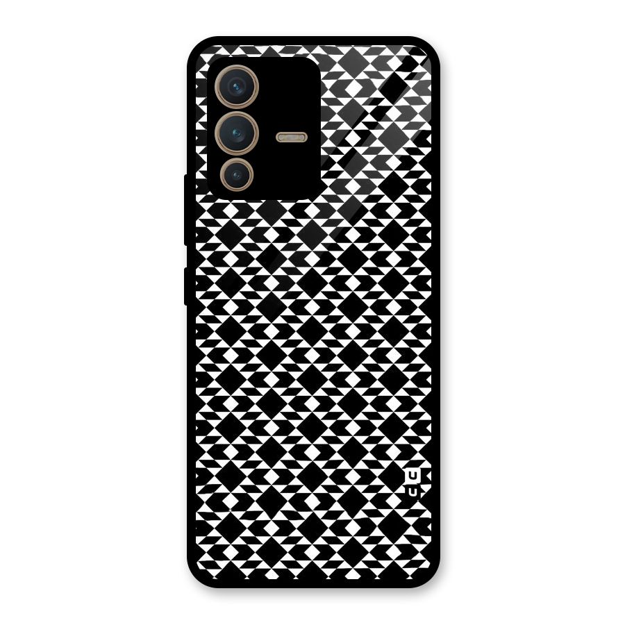 Black White Diamond Abstract Glass Back Case for Vivo V23 5G