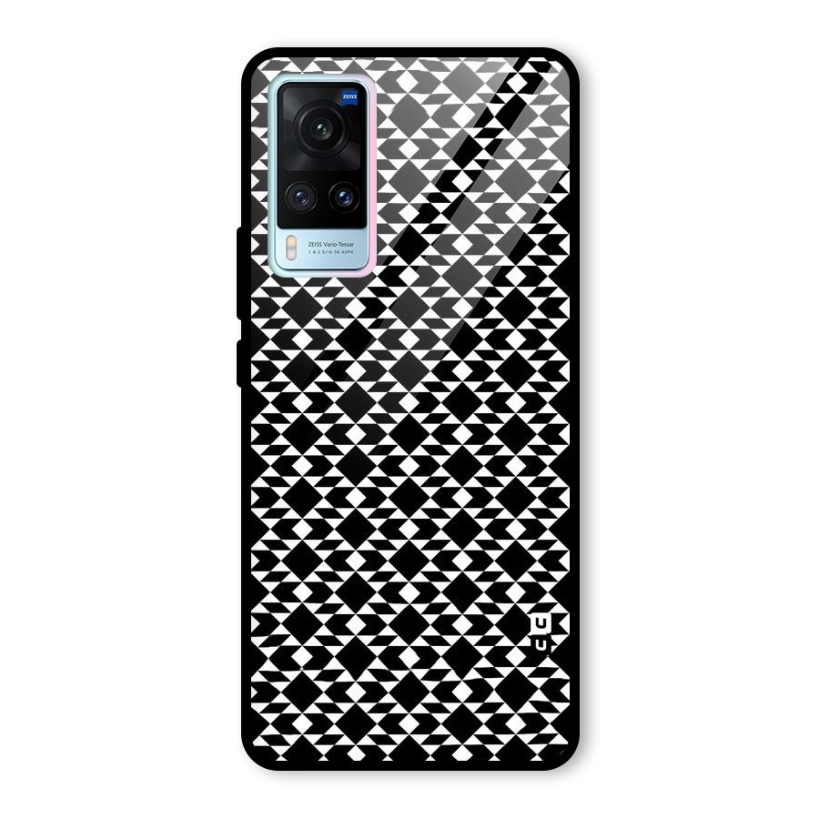 Black White Diamond Abstract Glass Back Case for Vivo X60